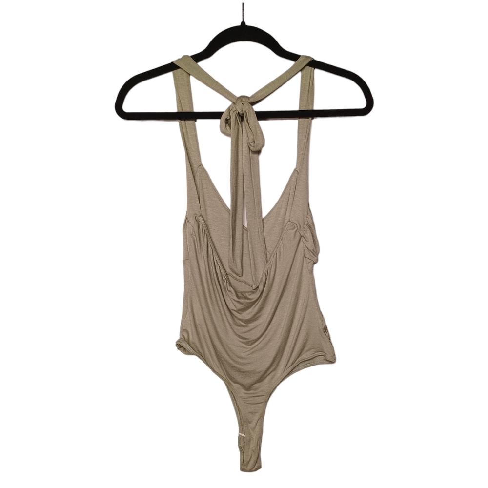 FASHION NOVA Olive Green Sleeveless Rushing Crossed Bodysuit Medium NWT - Picture 6 of 10